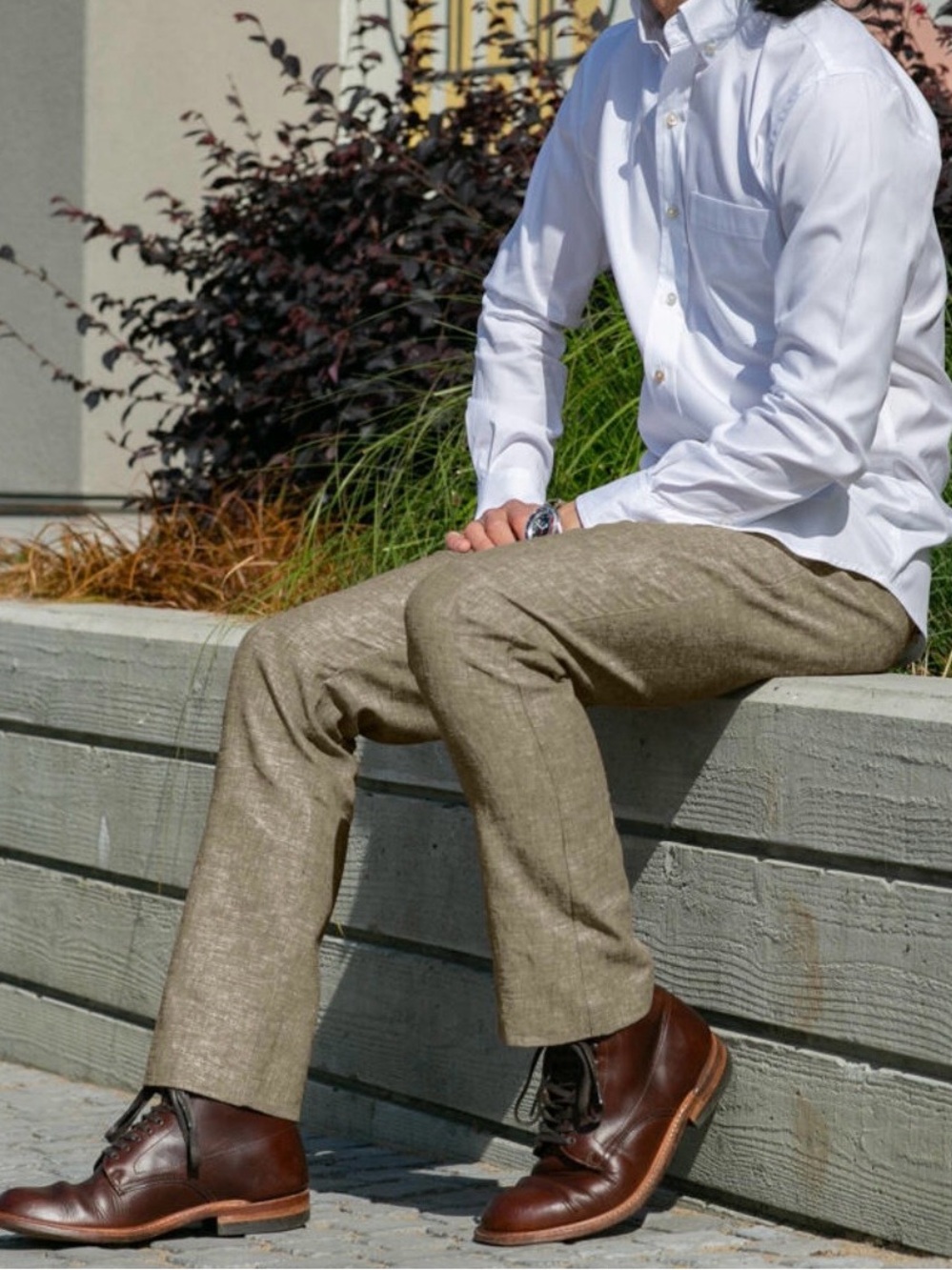 Gustin Olive Linen-Blend Chinos in Size 30 x 30